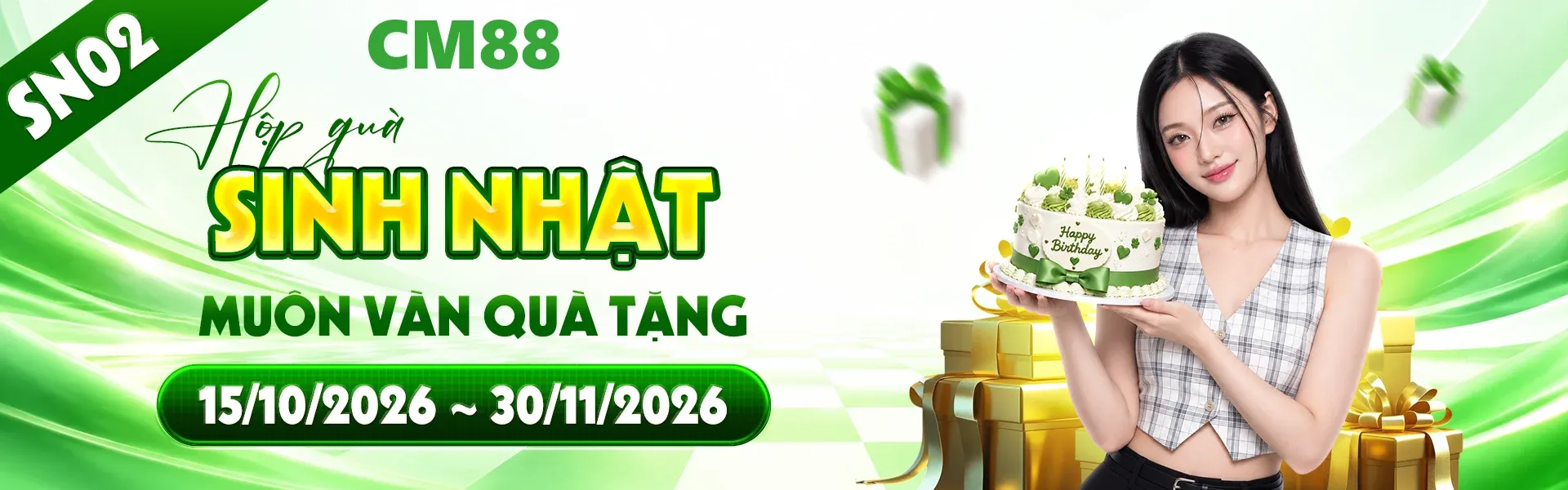 4. CM88 chào mừng sinh nhật bằng hàng ngàn phần quà dành cho cộng đồng hội viên. Đăng ký tài khoản ngay hôm nay để sẵn sàng nhận những ưu đãi nổi bật.